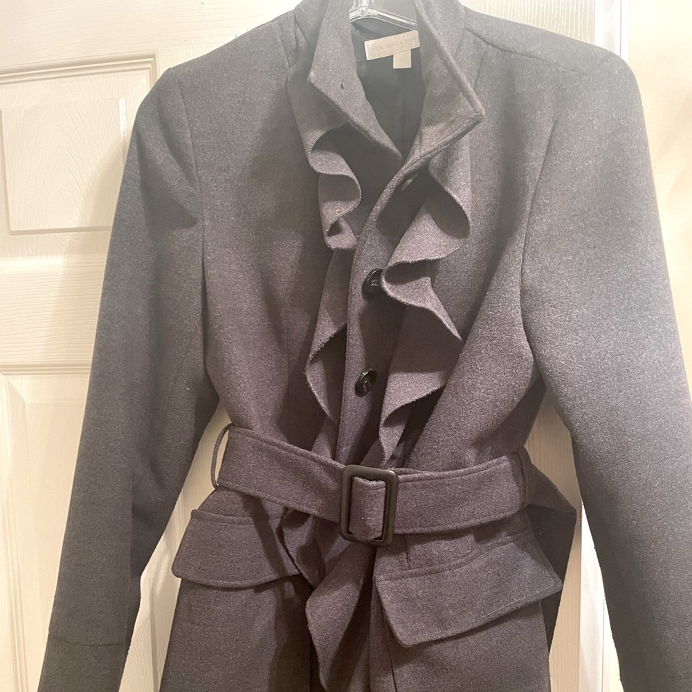 Fabulous Ruffled Heather Gray Winter Coat